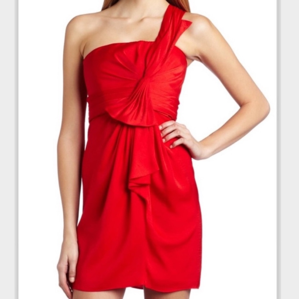 BCBGMAXAZRIA Palau’s Red Satin Cocktail Dress